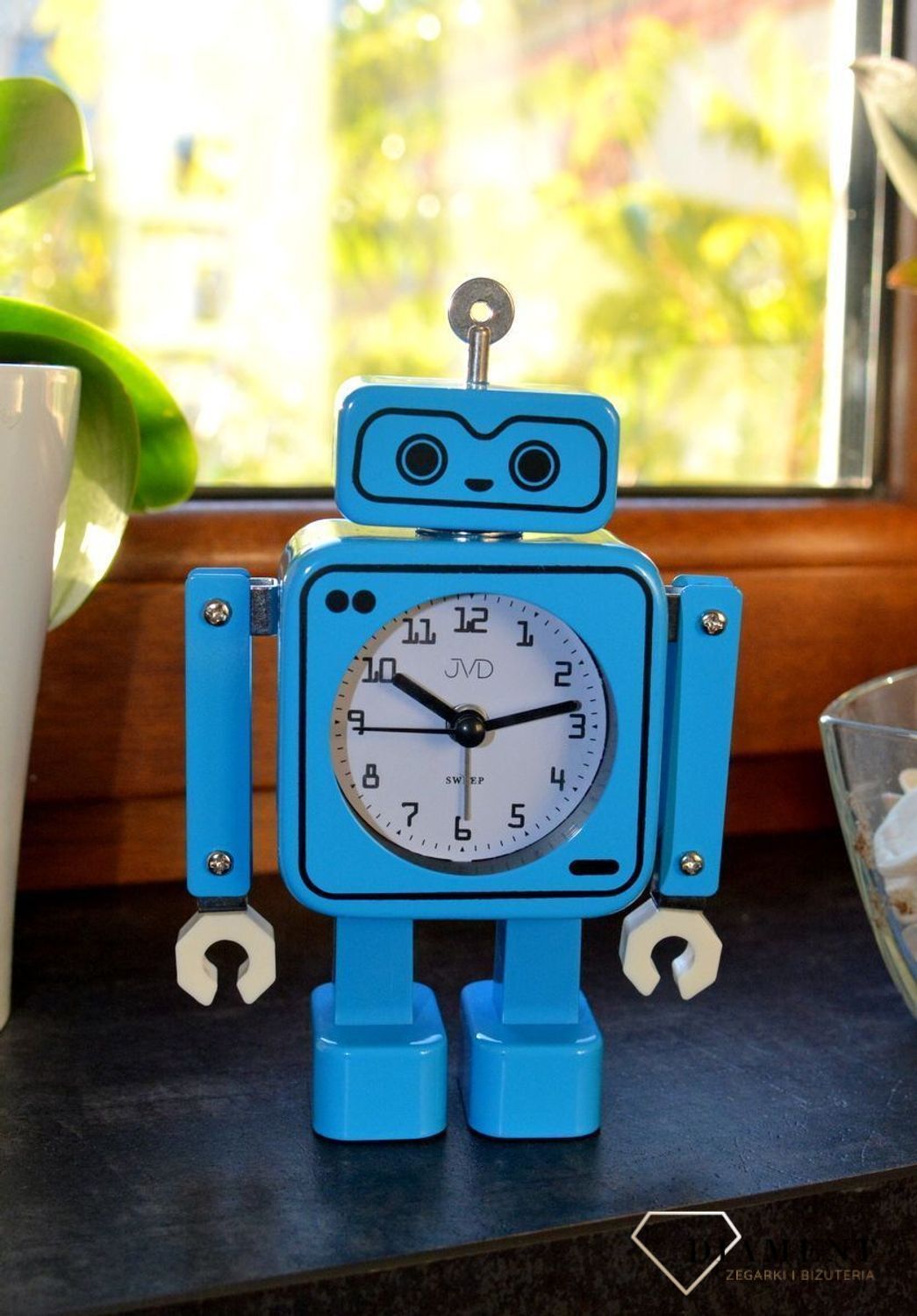 Budzik JVD w kształcie niebieskiego robota SRP2305 (5).jpg