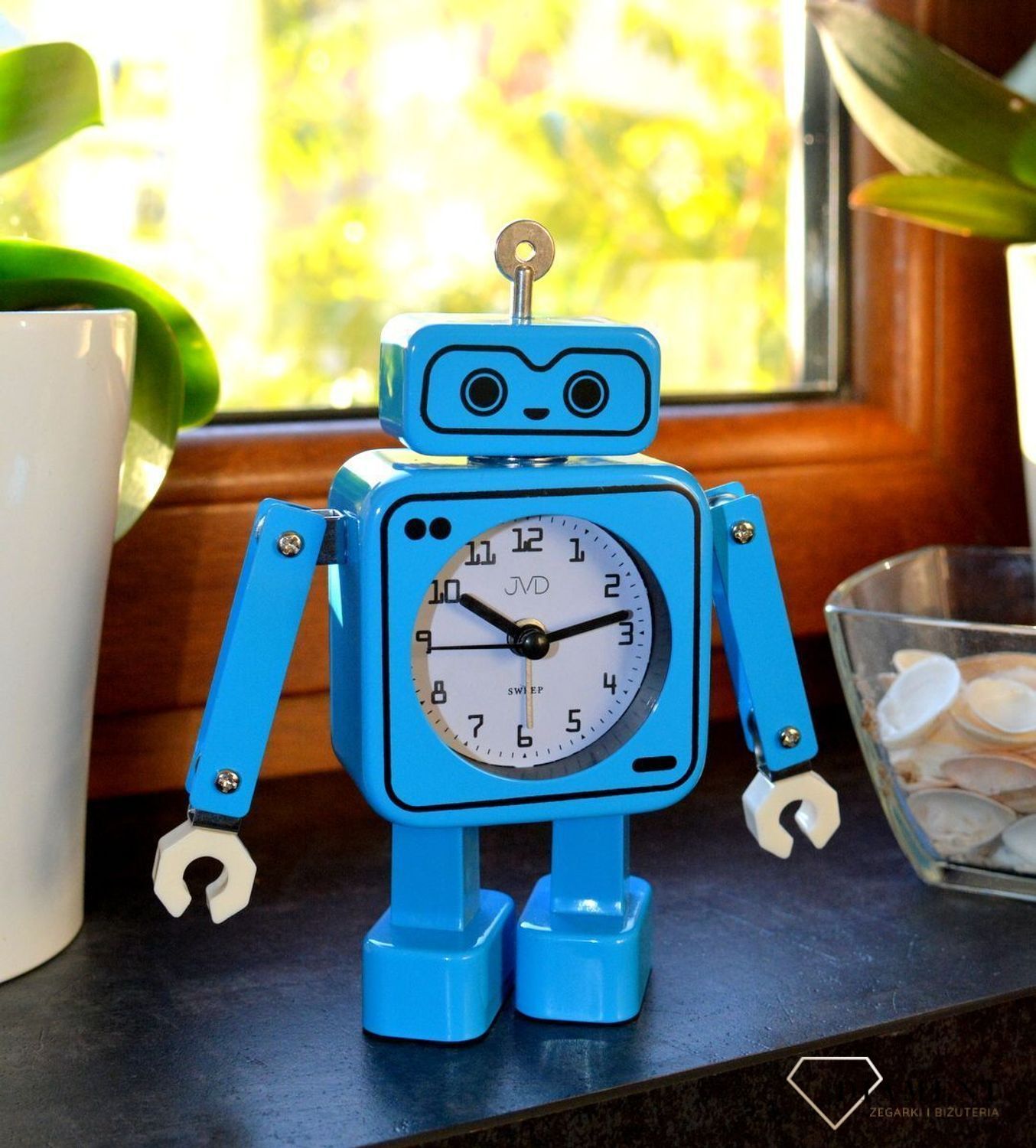 Budzik JVD w kształcie niebieskiego robota SRP2305 (5).jpg