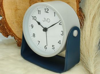 Szary budzik analogowy JVD DIA-SRP2313.2– plastikowa obudowa, kompaktowy design niebieski.jpg