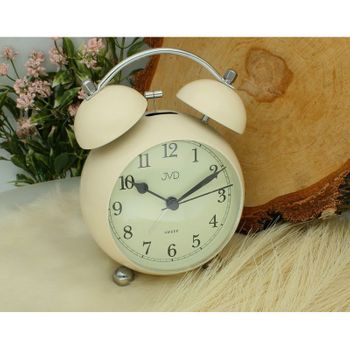 Budzik retro JVD SRP2810.1 – beżowy, cichy mechanizm, alarm Bell.jpg