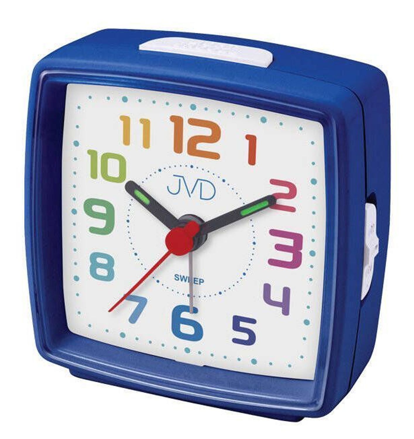 Budzik dziecięcy JVD cichy mechanizm kolorowe cyfry SRP2811.1 niebieski. Budzik dziecięcy czerwony. Budzik mały dla dziecka. Budzik dziecięcy JVD. Budzik dziecięcy z cichym mechanizmem. Budzik dla dziecka na prezent..jpg