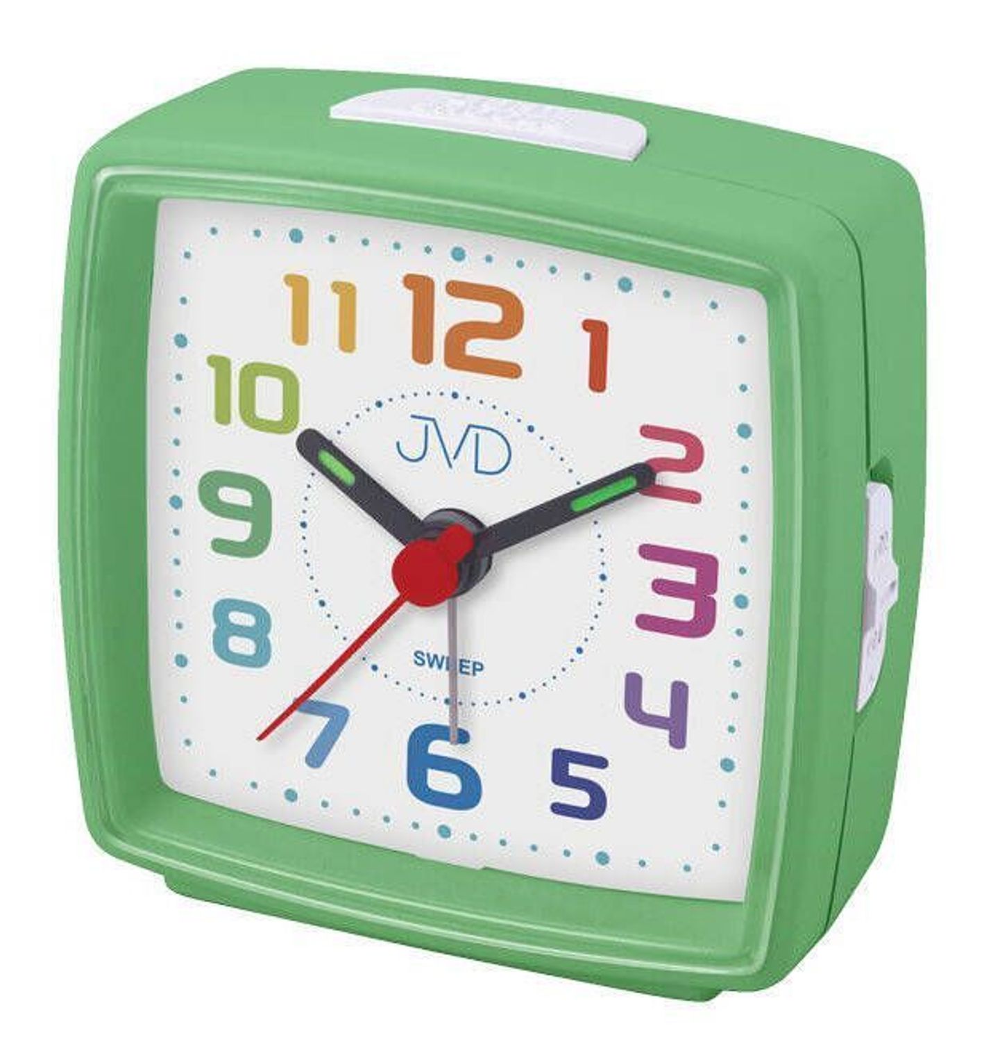 Budzik dziecięcy JVD cichy mechanizm kolorowe cyfry SRP2811.5 zielony. Budzik dziecięcy czerwony. Budzik mały dla dziecka. Budzik dziecięcy JVD. Budzik dziecięcy z cichym mechanizmem. Budzik dla dziecka na prezent..jpg