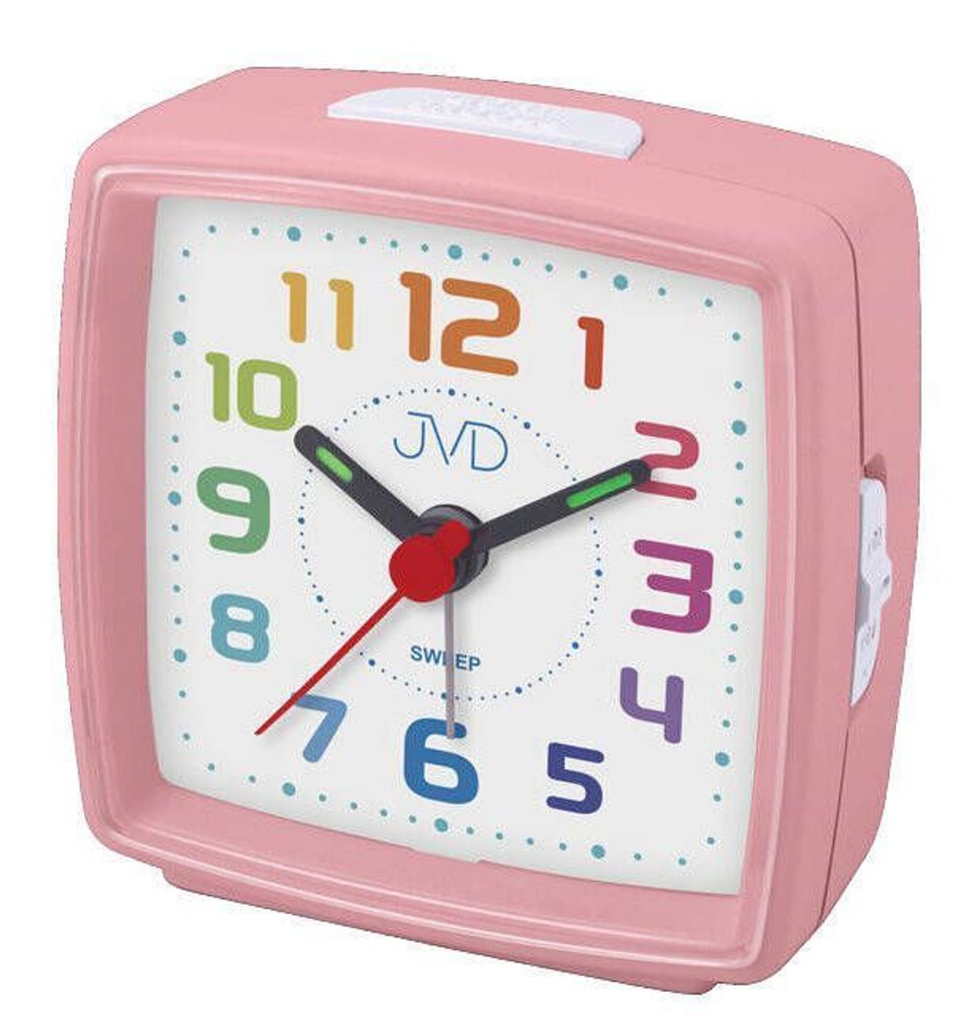Budzik dziecięcy JVD cichy mechanizm kolorowe cyfry SRP2811.6 różowy.jpg