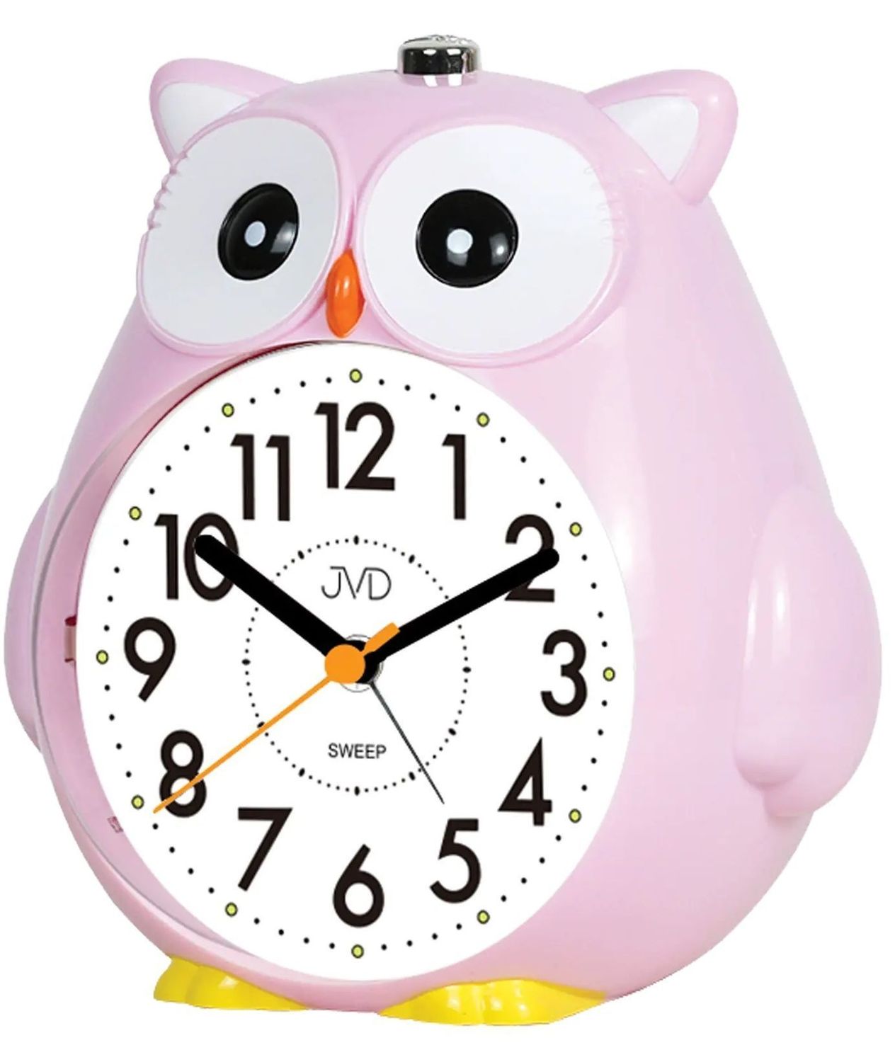 Budzik dziecięcy JVD cichy mechanizm drzemka SRP3001.3 Sowa różowy. Budzik dziecięcy JVD. Klasyczny budzik różowy. Budzik sówka z cichym mechanizmem. Budzik z drzemką..jpg