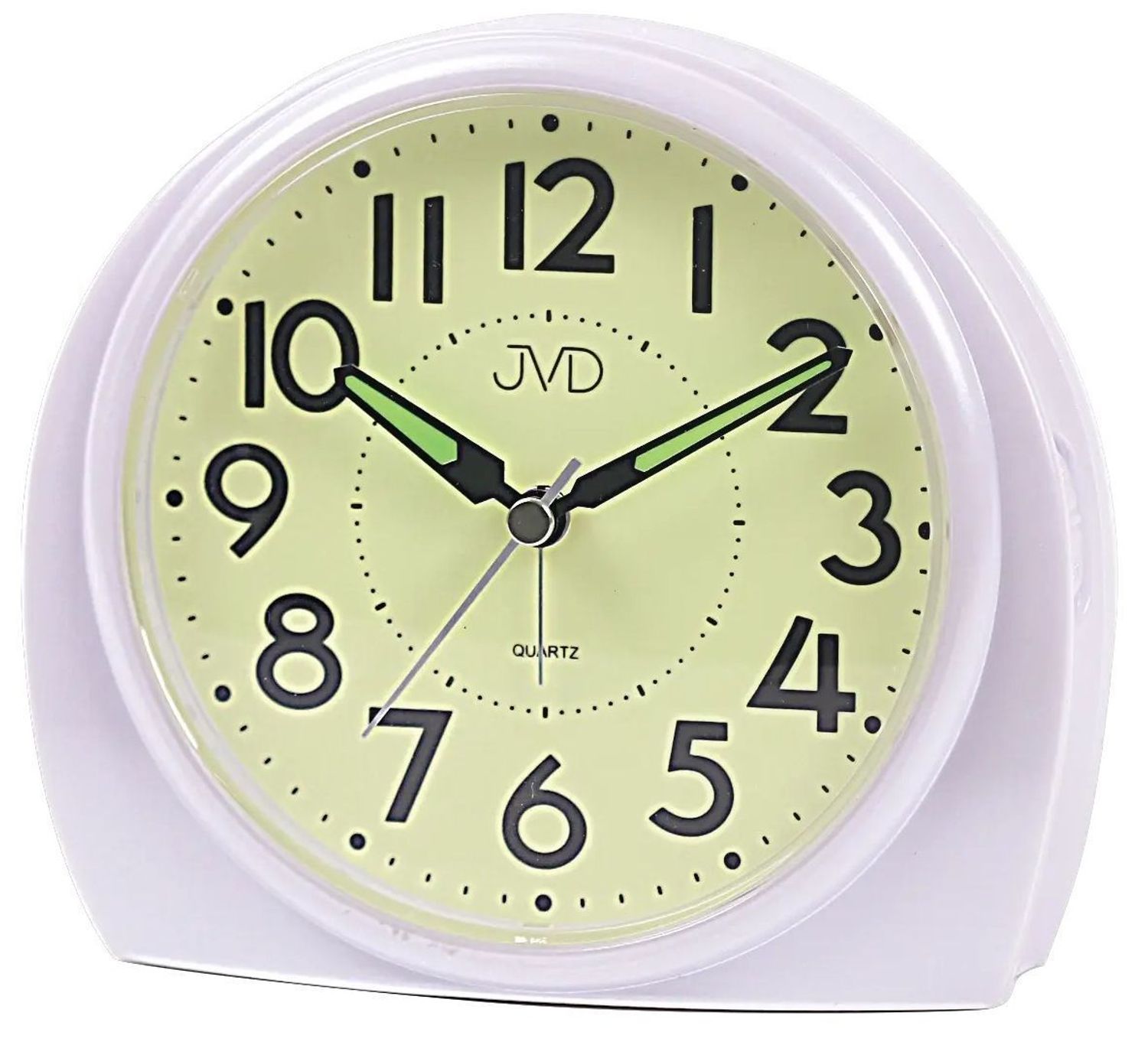 Budzik JVD SRP3701.2 – Zaokrąglony, biały, alarm, drzemka, luminescencyjna tarcza.jpg