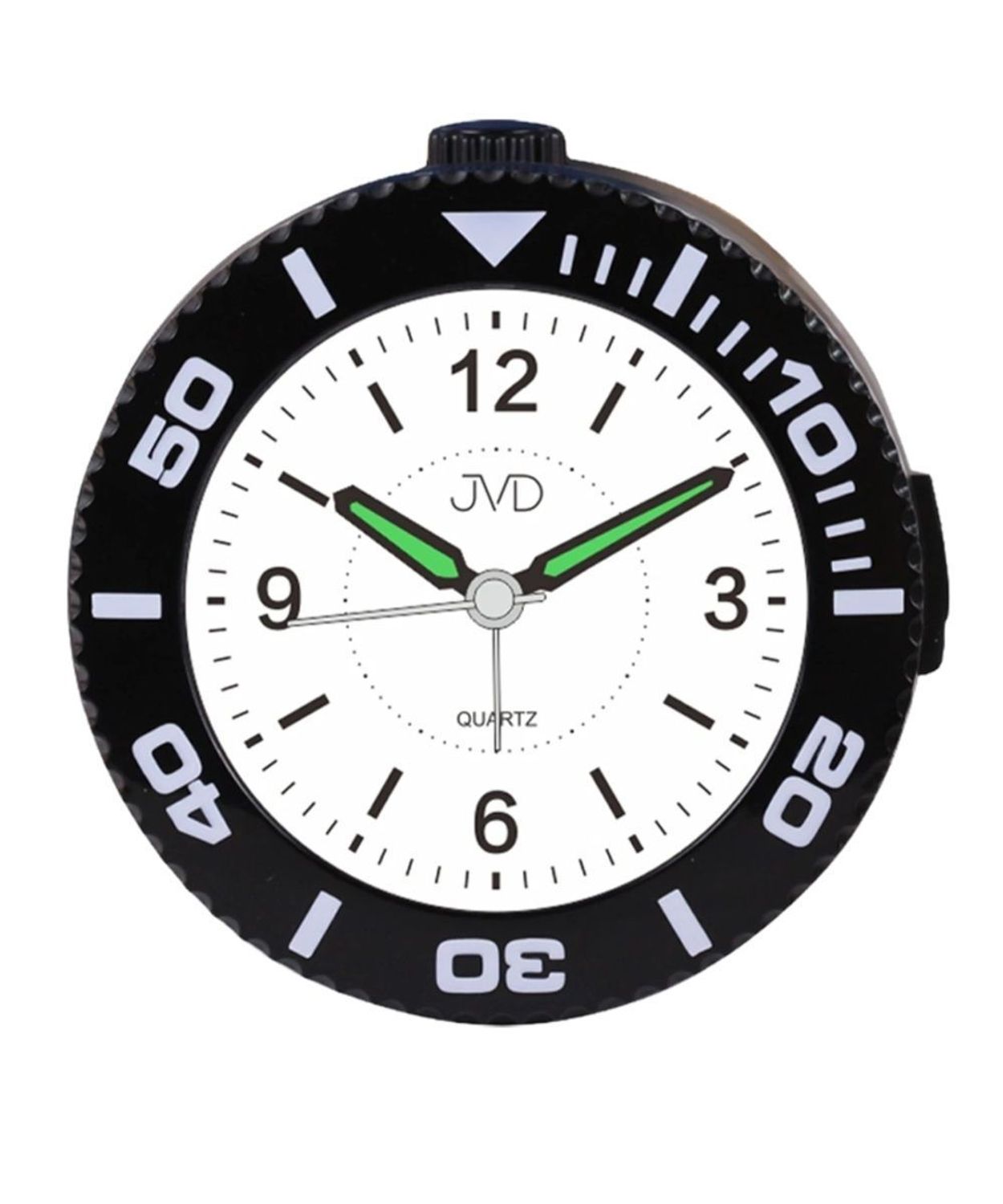 Budzik analogowy JVD SRP507.1 czarny z płynnym mechanizmem Sweep i drzemką (2).jpg