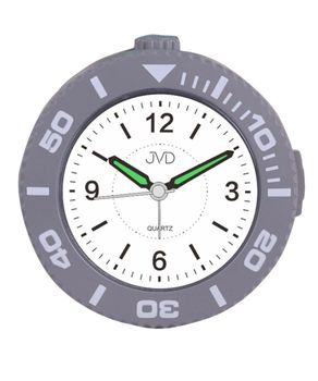 Budzik analogowy JVD SRP507.3 szary z płynnym mechanizmem Sweep i drzemką (1).jpg