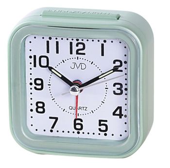 Budzik JVD SRP6808.2 analogowy zielony pastelowy z alarmem i funkcją drzemki.jpg