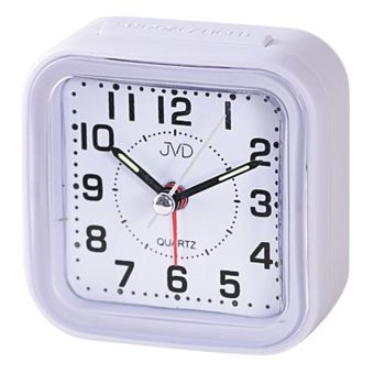 Budzik JVD SRP6808.3 analogowy biały z alarmem i funkcją drzemki.jpg