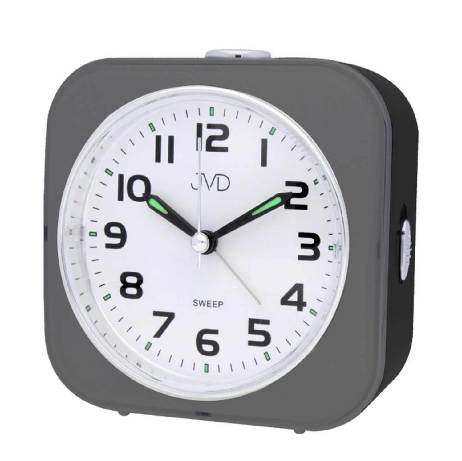Budzik na baterię JVD szary SRP801.4 ✅ Budzik JVD w kwadratowej obudowie w kolorze szarym z białą czytelną tarczą ✅.jpg