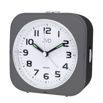 Budzik na baterię JVD szary SRP801.4 ✅ Budzik JVD w kwadratowej obudowie w kolorze szarym z białą czytelną tarczą ✅.jpg