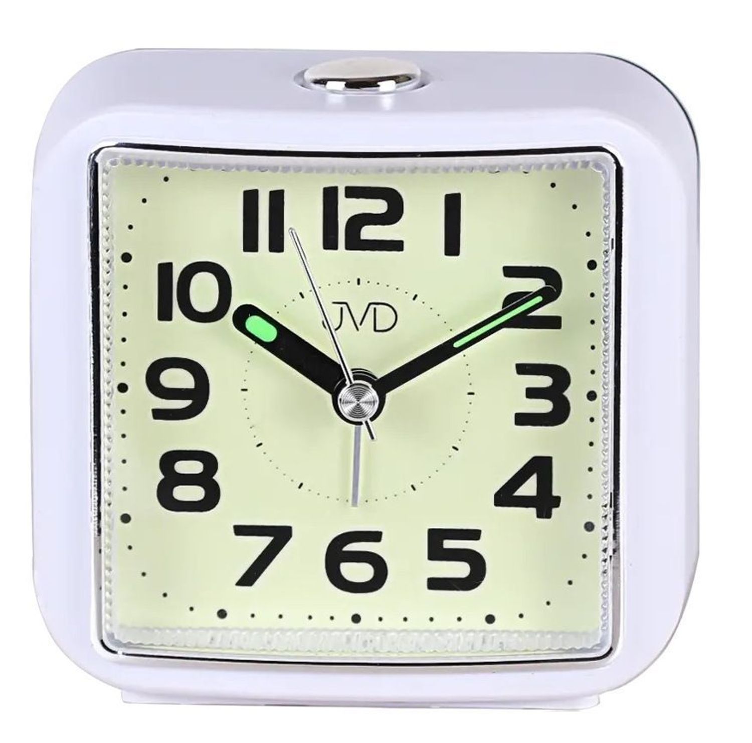 Budzik JVD SRP8204.3 – Kwadratowy, biały, alarm, drzemka, luminescencyjne wskazówki.jpg