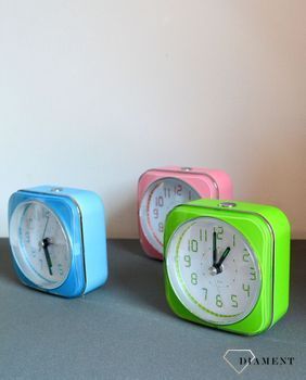 Budzik na baterię niebieski JVD SRP901.1, Mały budzik z funkcją alarmu. Budzik z podświetleniem. Budzik kwadratowy z podświetlanymi cyframi (4).JPG