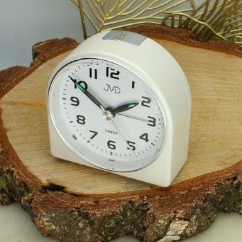 Budzik analogowy JVD SRP902.1 biały – cichy mechanizm, LED, drzemka white.jpg
