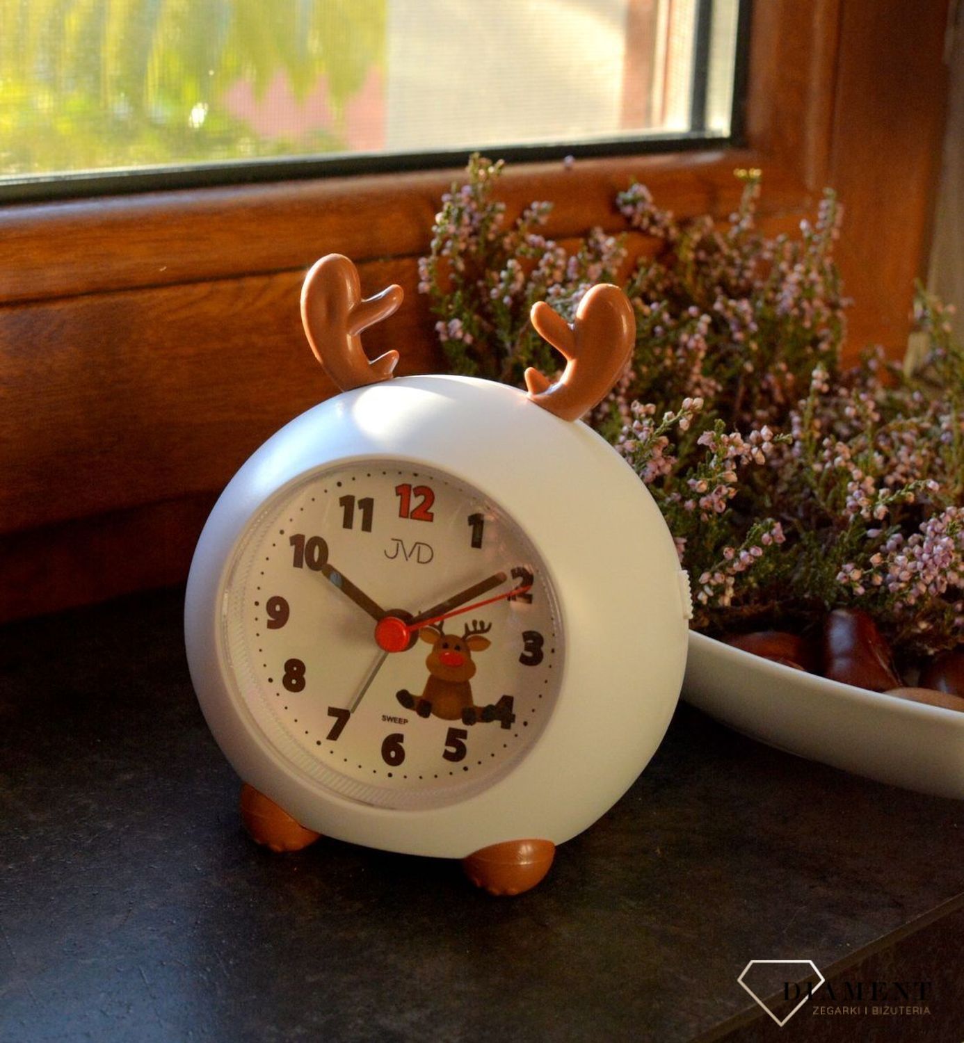 Budzik JVD motyw dziecięcy Renifer z uszami SRP911 (2).jpg