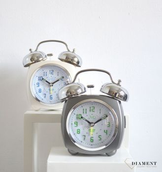 Budzik na baterię Retro JVD  Light Sensor szary SRP930.2. Budzik o nowoczesnym wyglądzie w stylu retro. Budzik w kolorze szarym (3).JPG