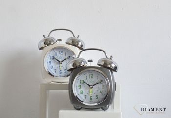 Budzik na baterię Retro JVD  Light Sensor szary SRP930.2. Budzik o nowoczesnym wyglądzie w stylu retro. Budzik w kolorze szarym (6).JPG