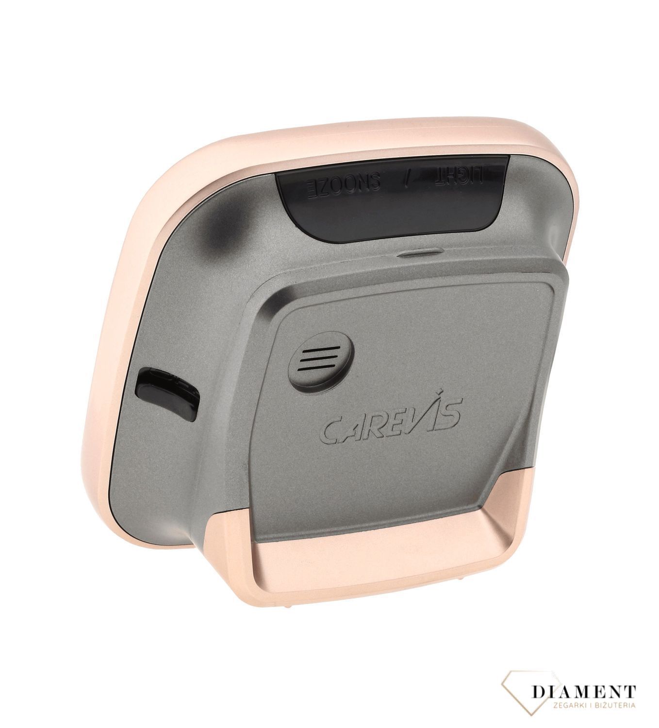 Budzik nowoczesny JVD w obudowie w kolorze różowego złota i szarego SRPC09 (2).jpg