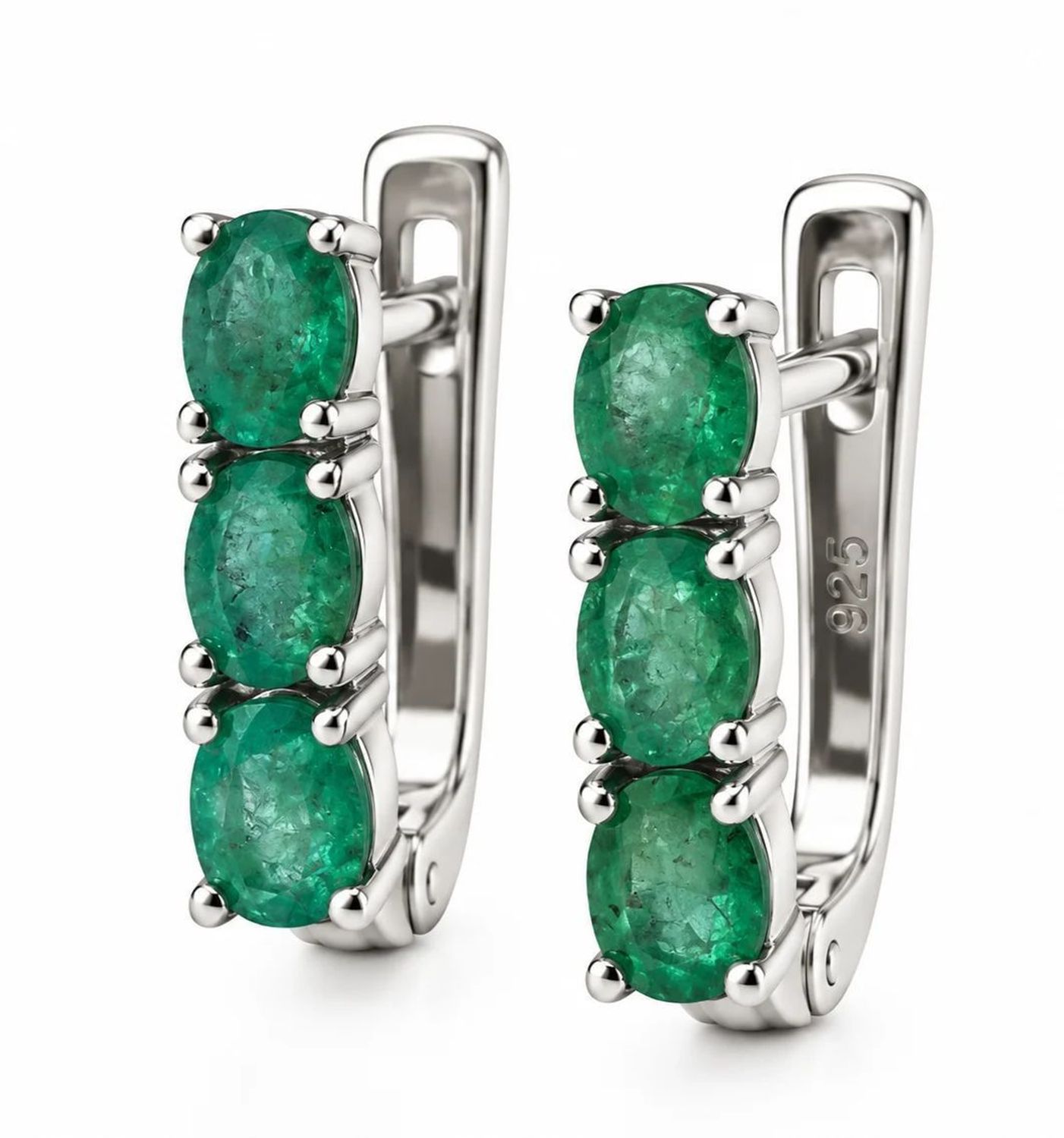 Kolczyki srebrne próby 925 z naturalnym szmaragdem 1,08 ct – angielskie zapięcie  Elegancka biżuteria damsk (1).jpg