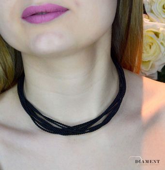 Naszyjnik czarny sznureczki ze srebrnym zapięciem DIA-SZNURKI-CZARNE-925. Ciekawy, oryginalny naszyjnik sznureczki to dodatek idealny na lato. Naszyjnik typu choker. Modny naszyjnik damski (4).JPG