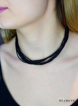 Naszyjnik czarny sznureczki ze srebrnym zapięciem DIA-SZNURKI-CZARNE-925. Ciekawy, oryginalny naszyjnik sznureczki to dodatek idealny na lato. Naszyjnik typu choker. Modny naszyjnik damski (6).JPG