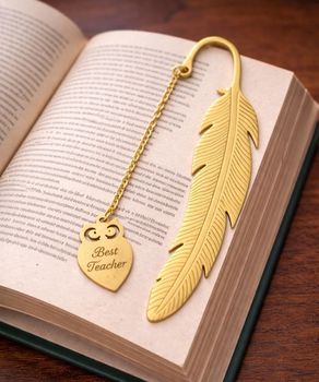 Srebrna zakładka do książki Ag 925 z grawerem – pozłacane pióro, personalizowany prezent grawer.jpg