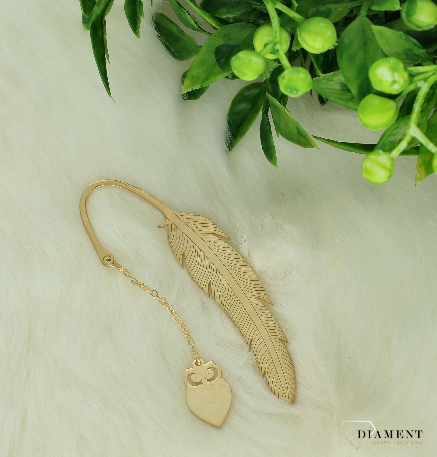 Srebrna zakładka do książki Ag 925 piórko pozłacane DIA-ZAK-0000090862Z-925 (2).jpg