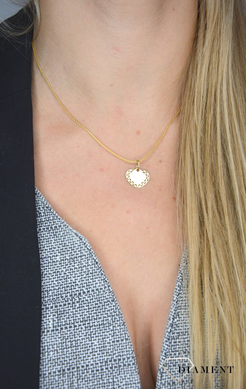 Zawieszka na łańcuszek ' Złote serce ze wzorem ' DIA-ZAW-0104-585.jpg
