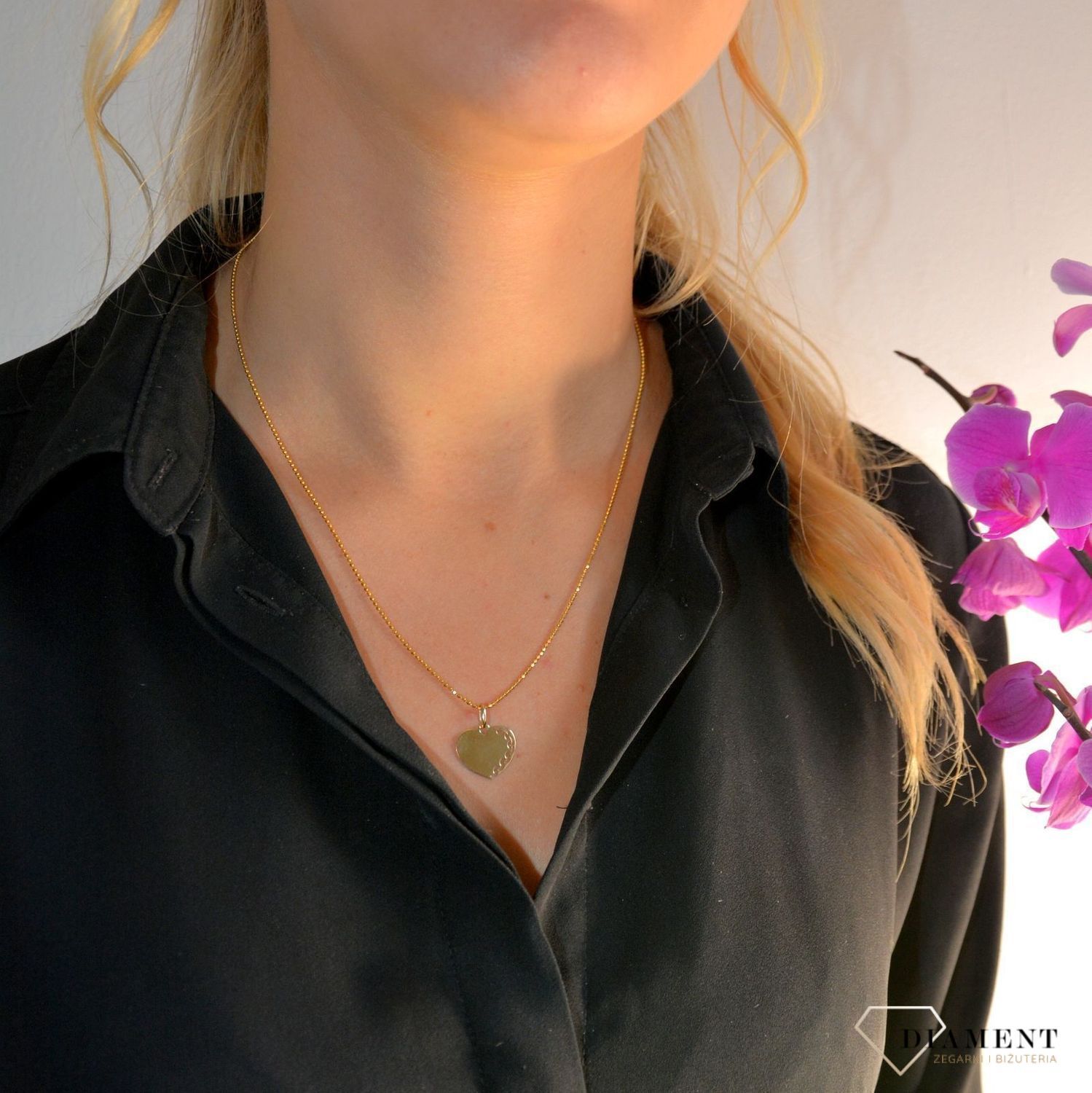 Zawieszka na łańcuszek ' Złote serce ze wzorkiem ' DIA-ZAW-0105-585.jpg