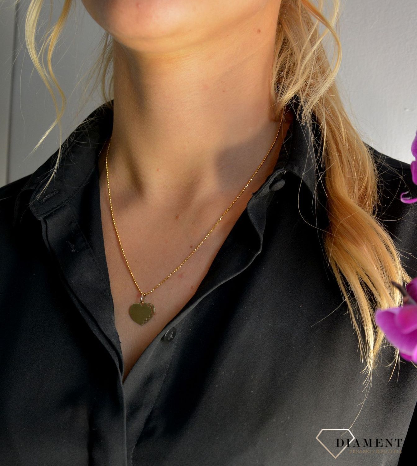 Zawieszka na łańcuszek ' Złote serce ze wzorkiem ' DIA-ZAW-0105-585.jpg