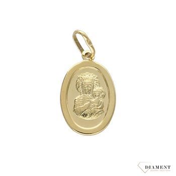 Złota zawieszka medalik z wizerunkiem Matki Boskiej Częstochowskiej DIA-ZAW-0109-585.jpg