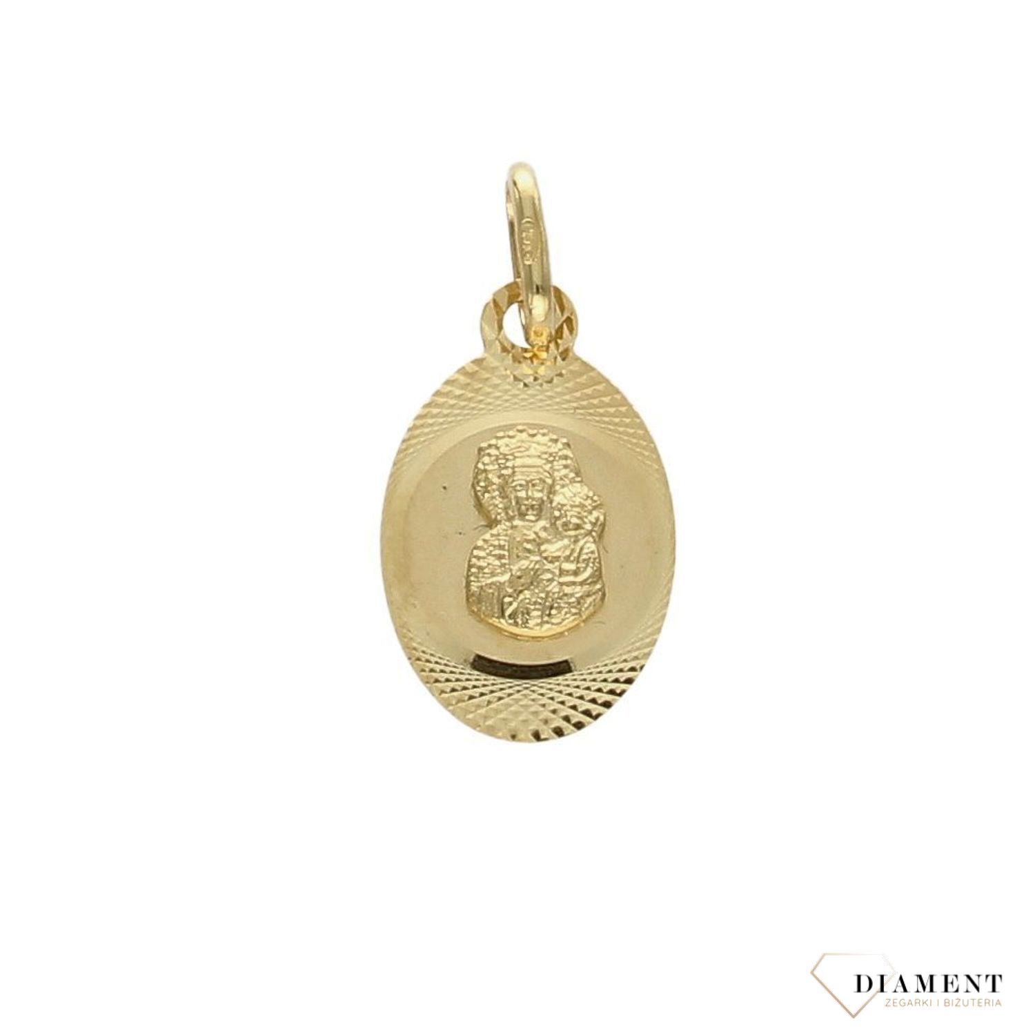 Złota zawieszka medalik z wizerunkiem Matki Boskiej Częstochowskiej DIA-ZAW-0110-585.jpg