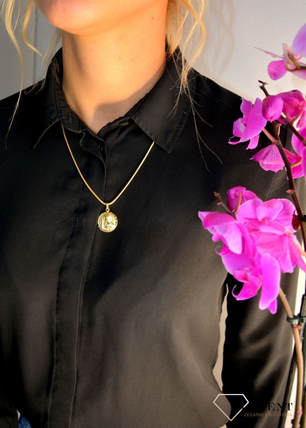 Złota zawieszka  ' Dwustronny medalik ' DIA-ZAW-0111-585 (1).jpg