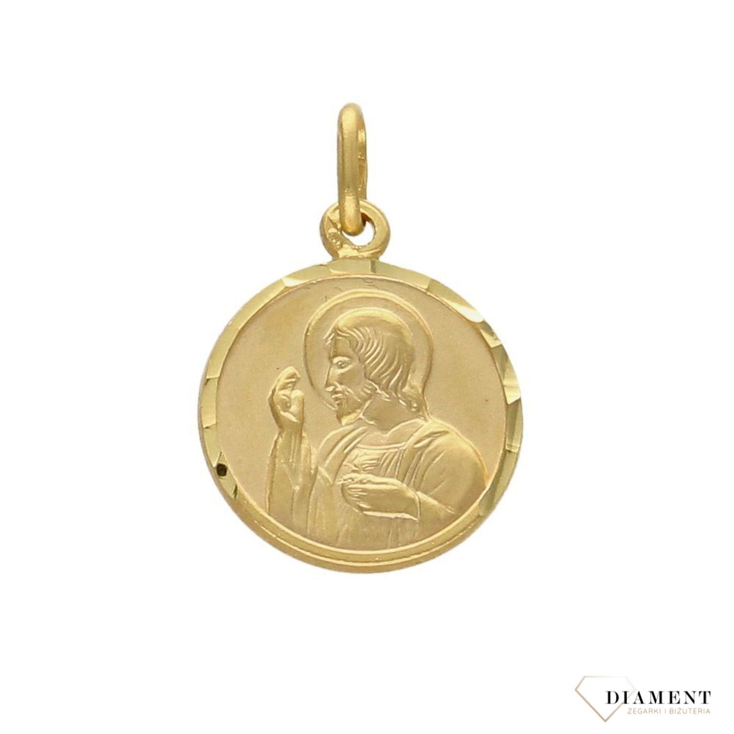 Złota zawieszka ' Medalik z wizerunkiem Jezusa '.jpg