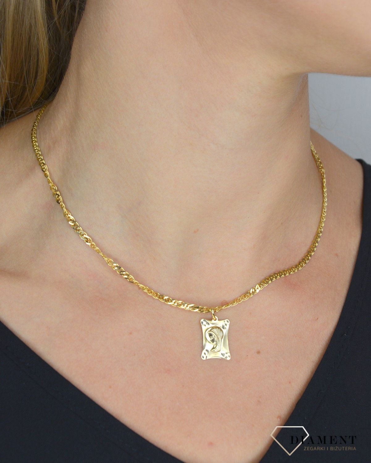 Złota zawieszka medalik ' Wizerunek Matki Boskiej' DIA-ZAW-0114-585.jpg