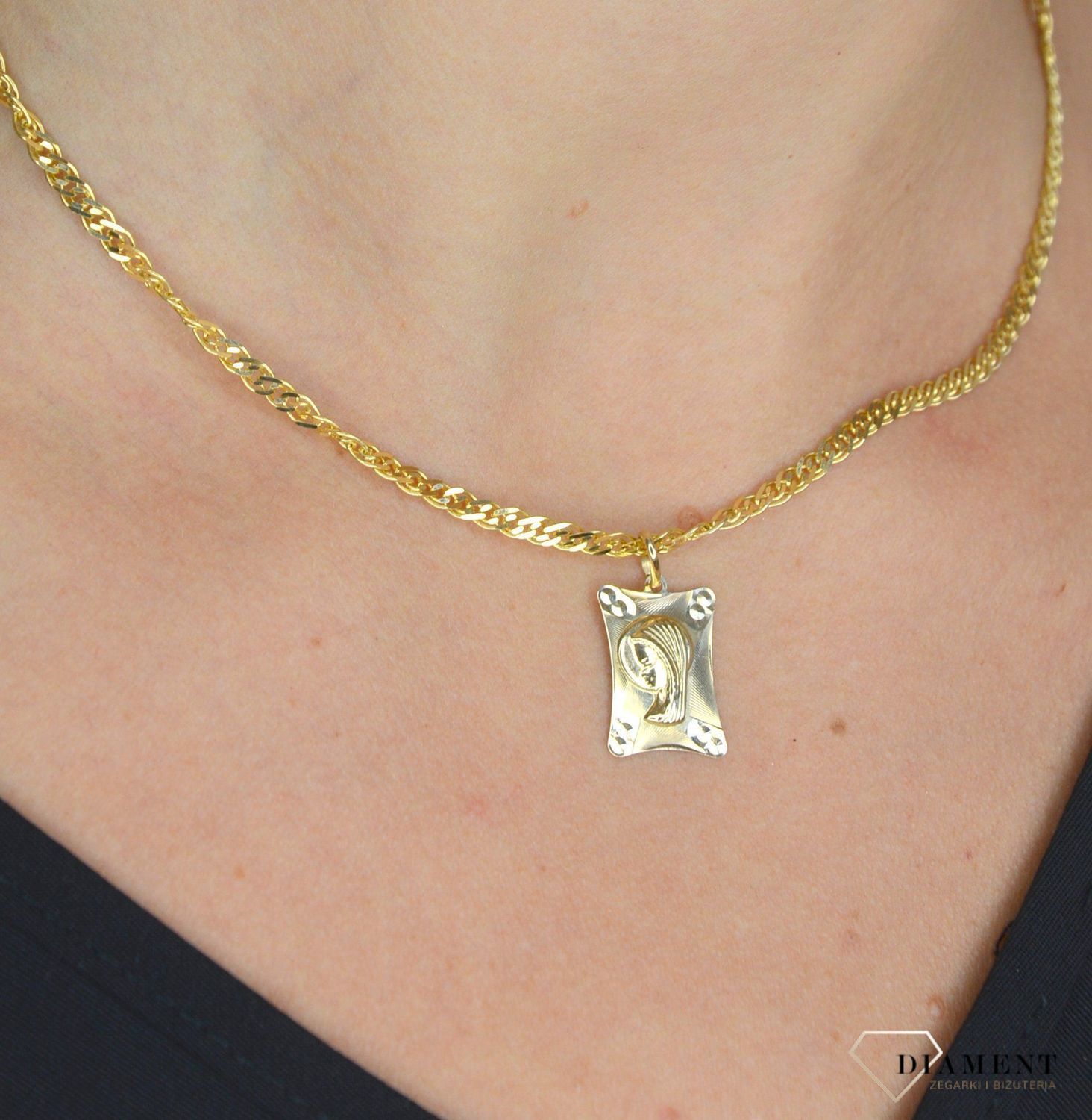 Złota zawieszka medalik ' Wizerunek Matki Boskiej' DIA-ZAW-0114-585.jpg