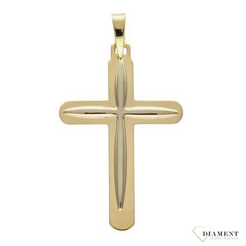 Złota zawieszka na łańcuszek krzyżyk z białym złotem DIA-ZAW-0119-585.jpg