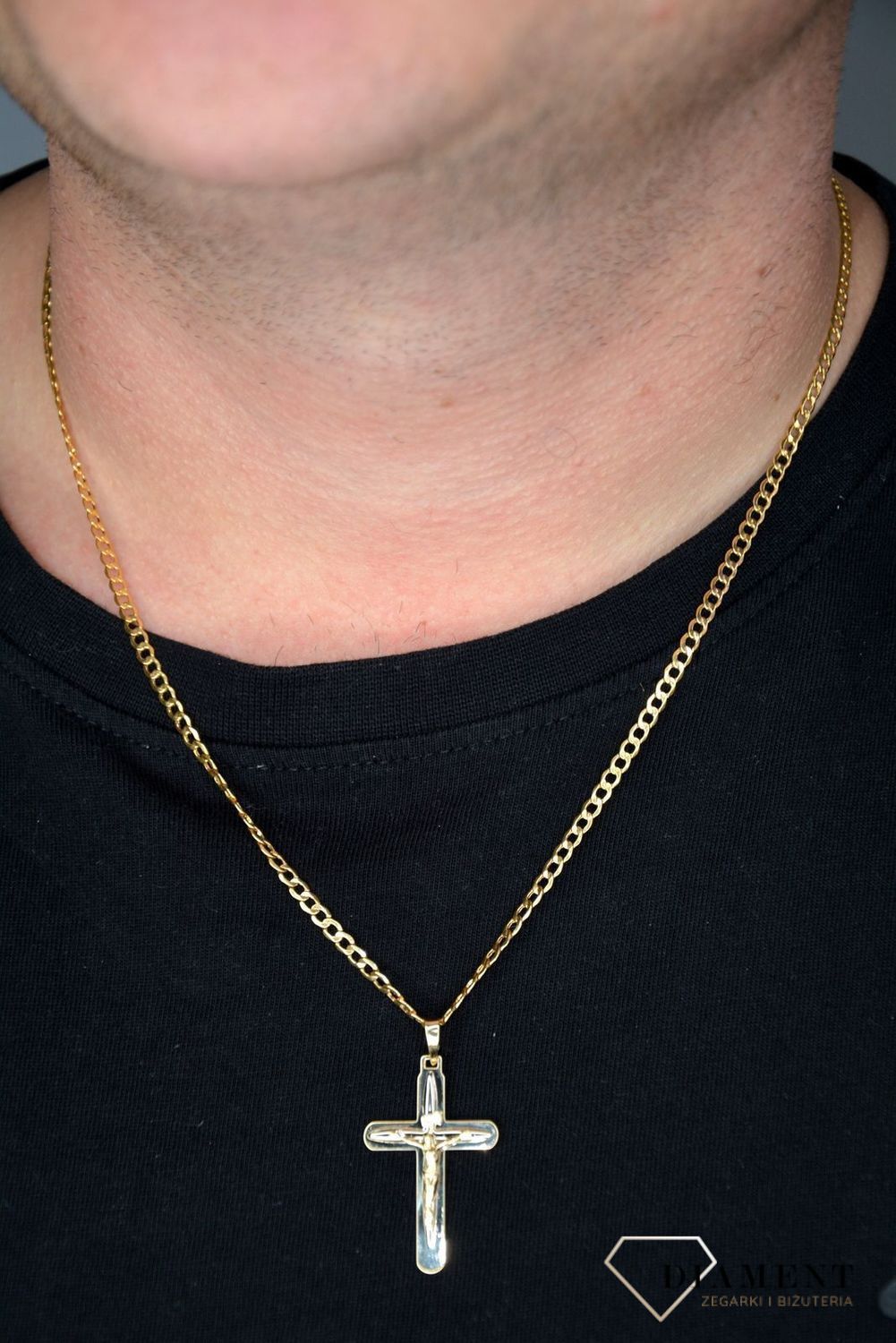 Złota zawieszka na łańcuszek krzyżyk z wizerunkiem Jezusa DIA-ZAW-0121-585.jpg