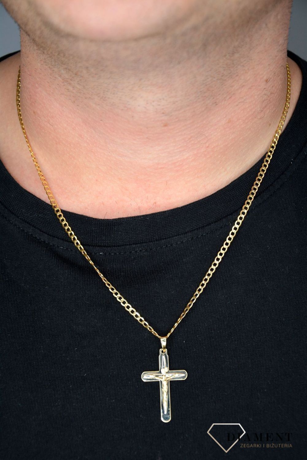Złota zawieszka na łańcuszek krzyżyk z wizerunkiem Jezusa DIA-ZAW-0121-585.jpg