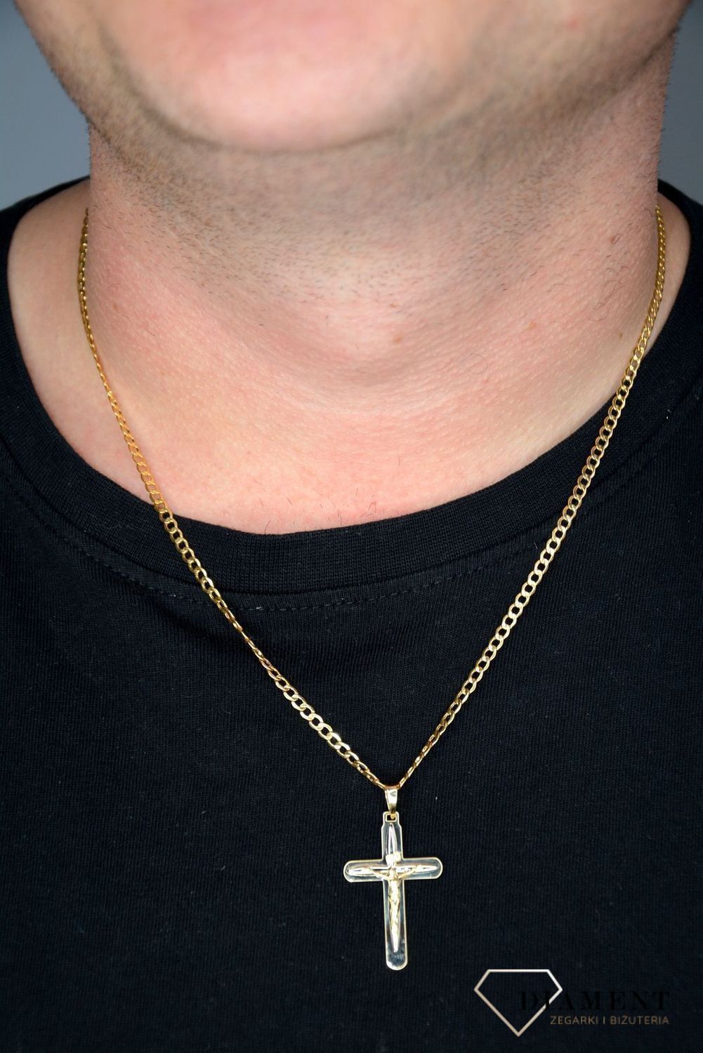 Złota zawieszka na łańcuszek krzyżyk z wizerunkiem Jezusa DIA-ZAW-0121-585.jpg
