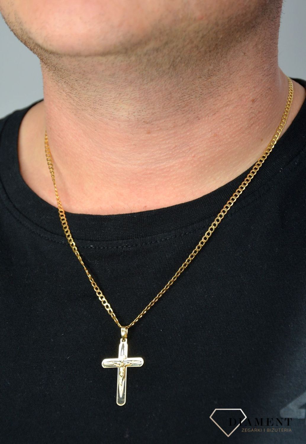 Złota zawieszka na łańcuszek krzyżyk z wizerunkiem Jezusa DIA-ZAW-0121-585.jpg