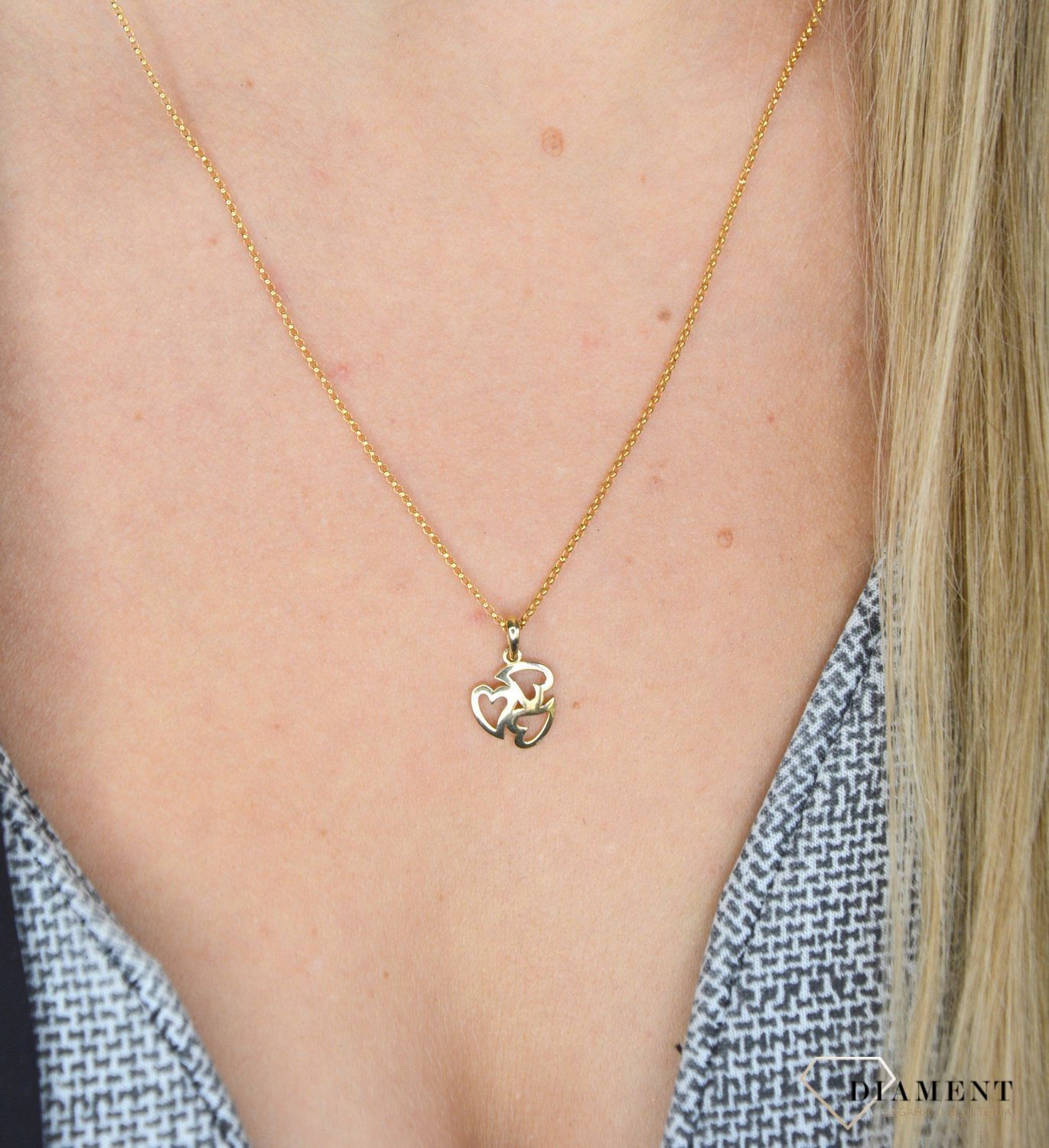 Złota zawieszka 585 trzy serca razem DIA-ZAW-0354-585.jpg