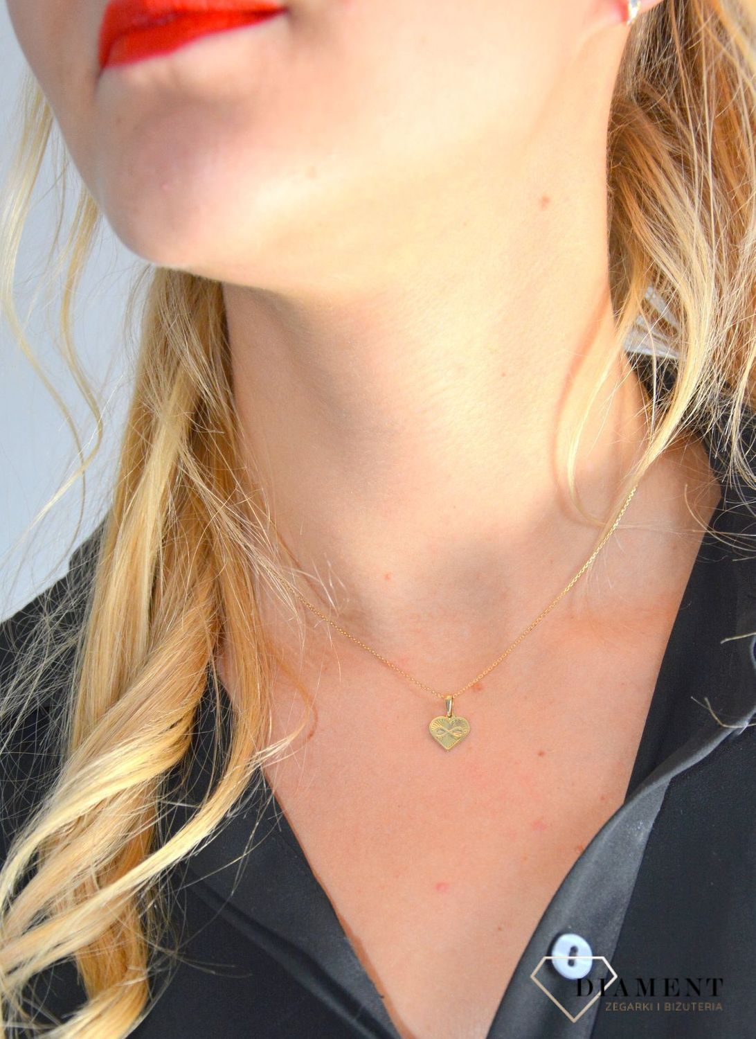 Złota zawieszka 585 serce ze znakiem nieskończoności DIA-ZAW-0359-585.jpg