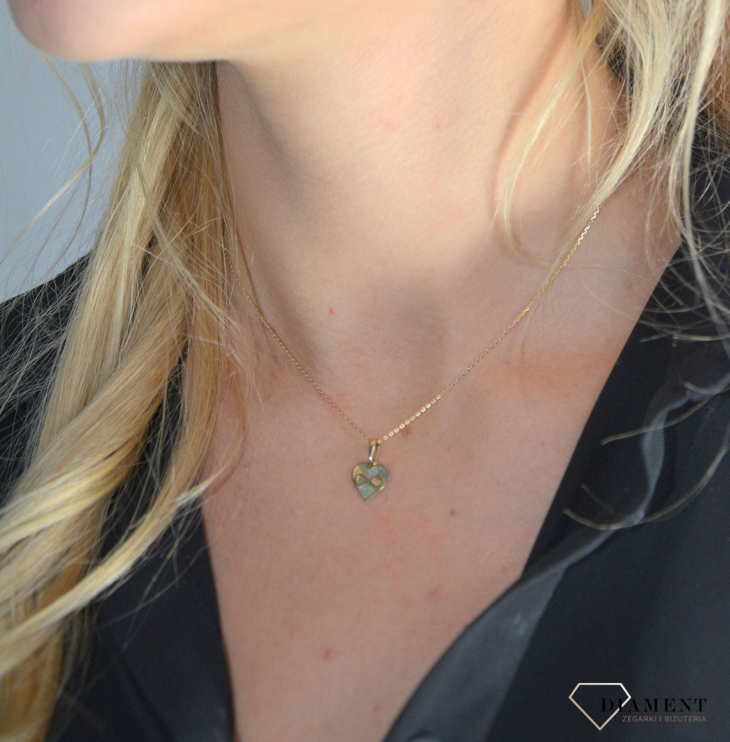 Złota zawieszka 585 serce ze znakiem nieskończoności DIA-ZAW-0359-585.jpg