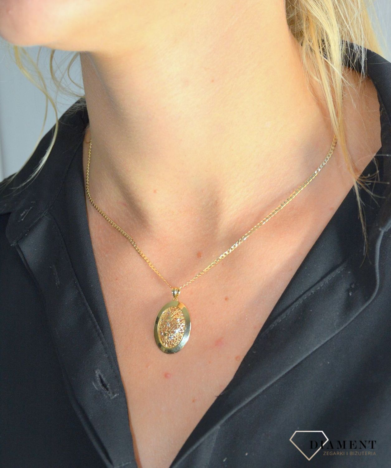 Złota zawieszka 585 owal ażurowy środek DIA-ZAW-0361-585.jpg