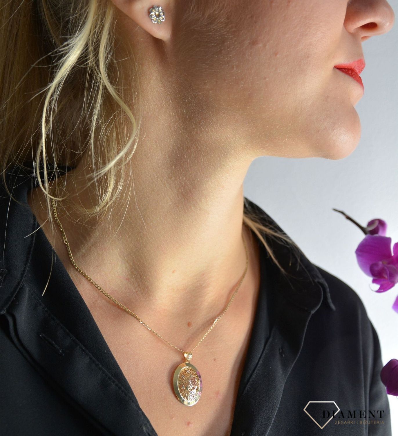 Złota zawieszka 585 owal ażurowy środek DIA-ZAW-0361-585.jpg