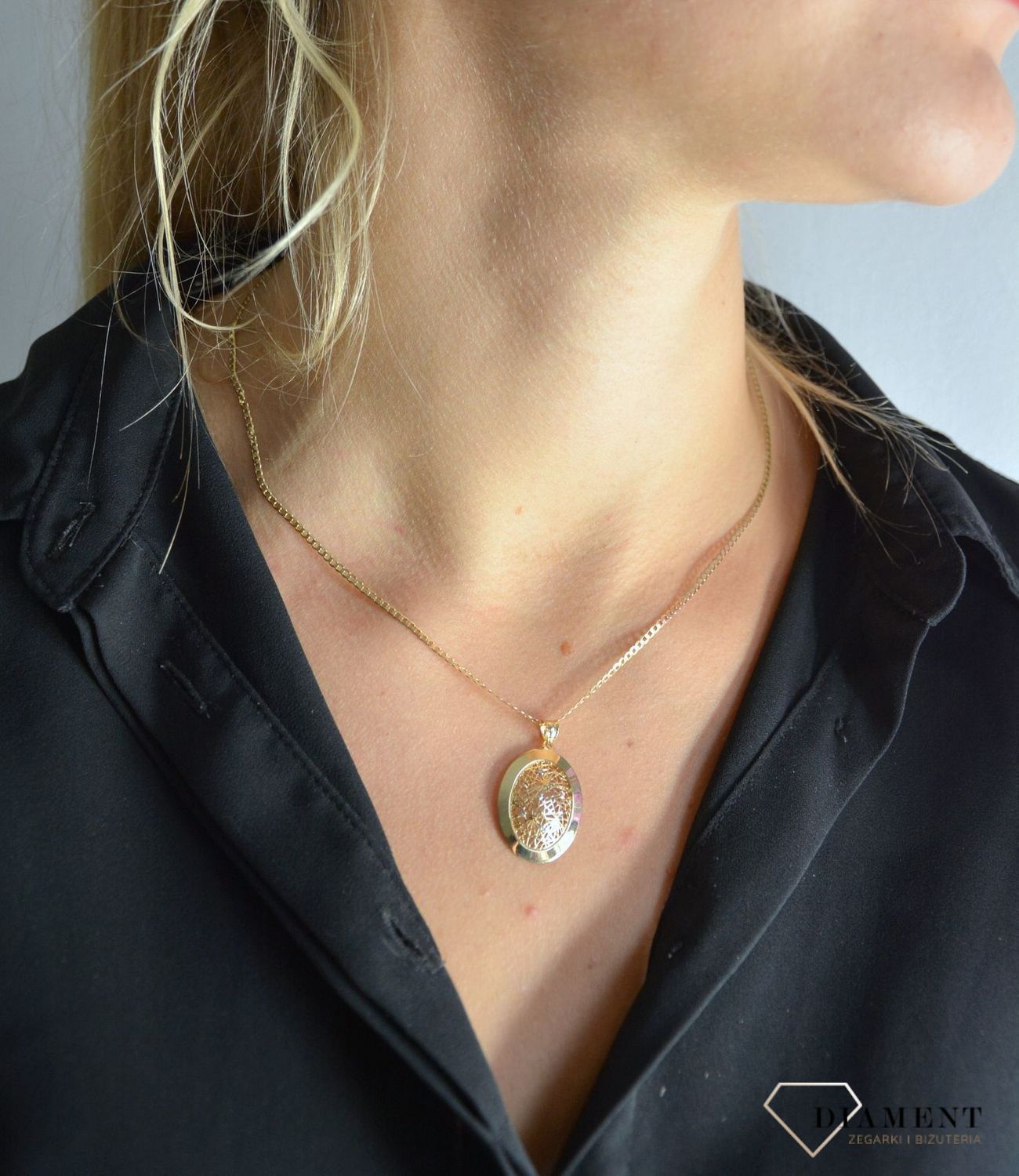 Złota zawieszka 585 owal ażurowy środek DIA-ZAW-0361-585.jpg