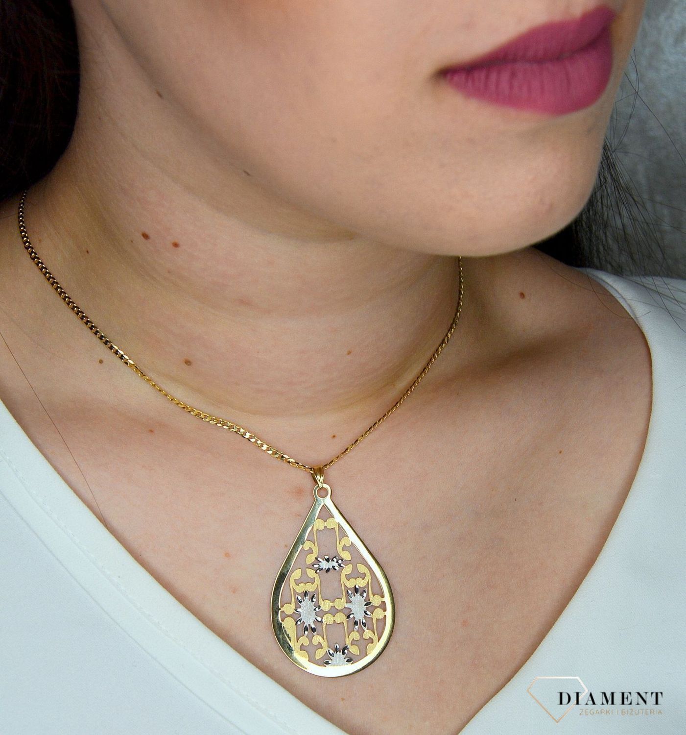 Złota zawieszka 585 duża łezka DIA-ZAW-0437-585.jpg
