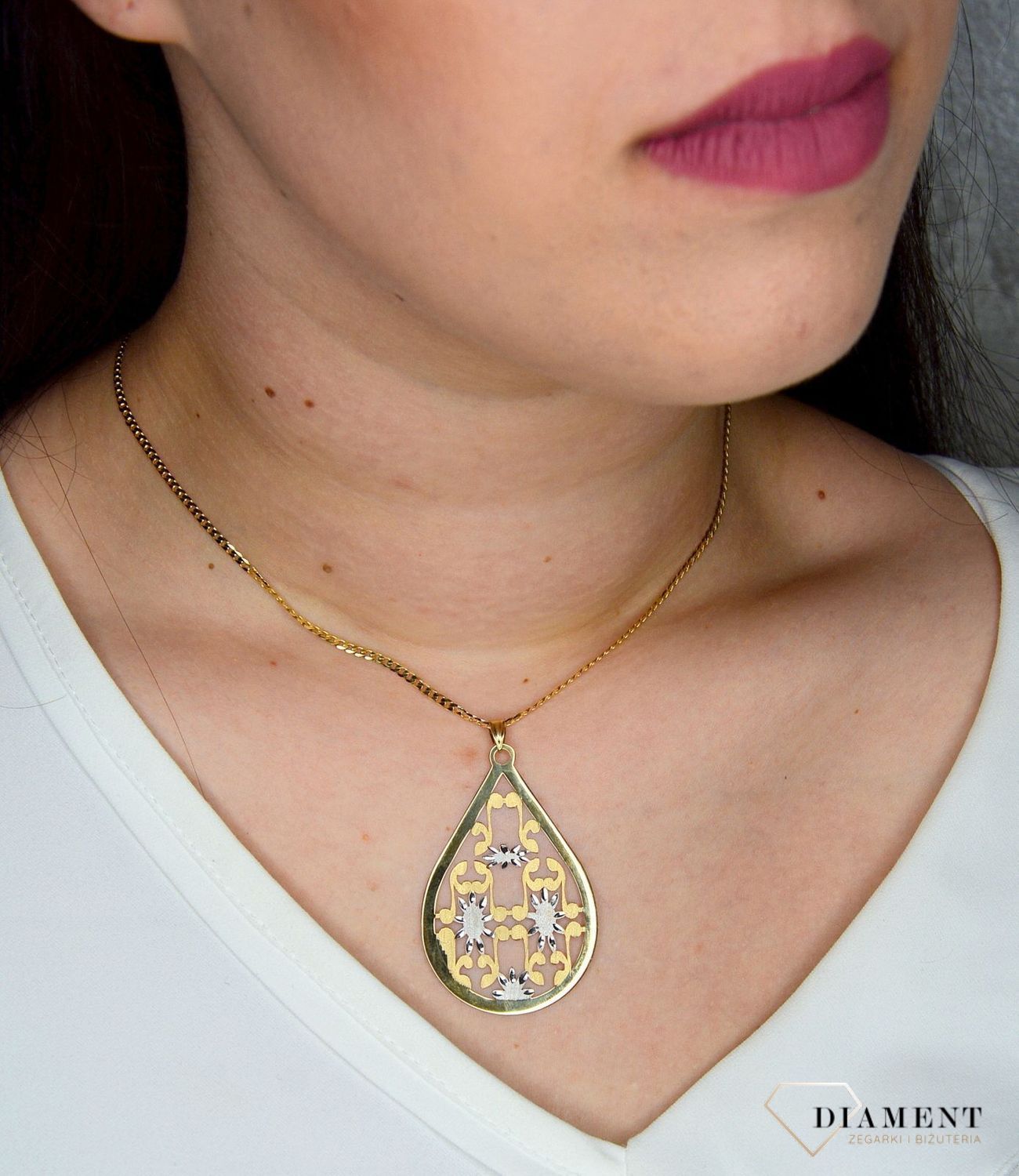 Złota zawieszka 585 duża łezka DIA-ZAW-0437-585.jpg
