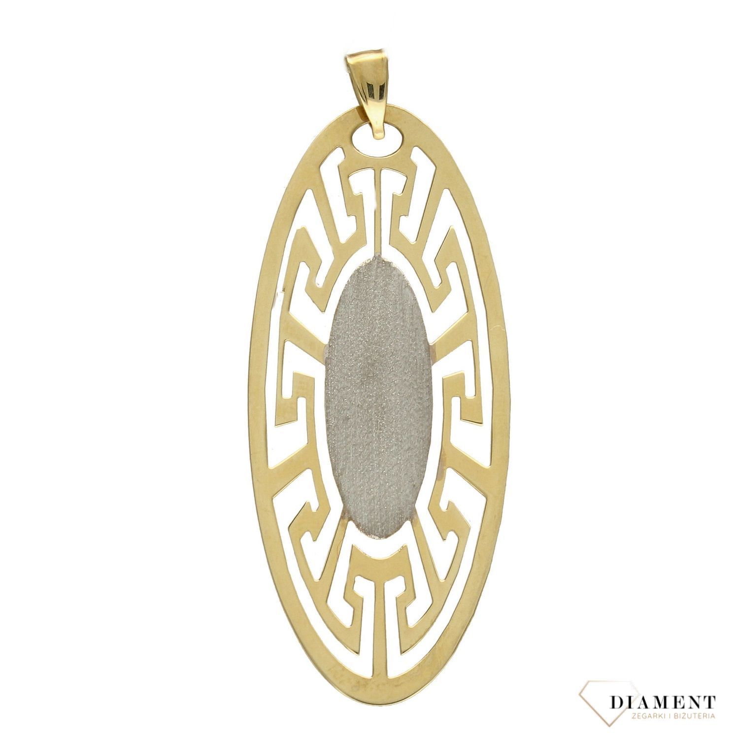 Złota zawieszka 585 owalna z motywem 'Droga grecka' DIA-ZAW-0438-585.jpg